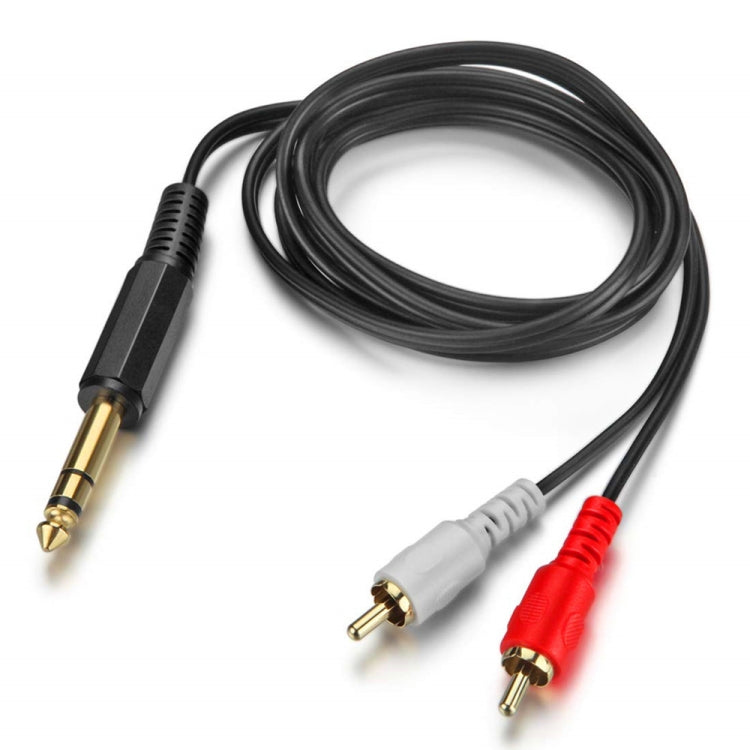 JUNSUNMAY 6.35mm Male TRS Stereo Plug to 2 RCA Phono Male Audio Cable Connector, Length:0.2m - RCA Cable by JUNSUNMAY | Online Shopping UK | buy2fix