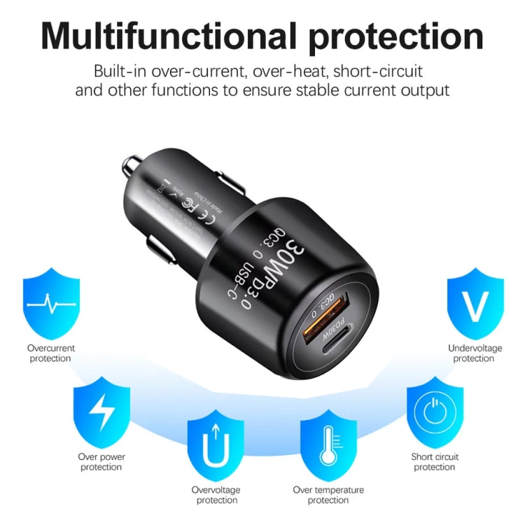 P29 48W PD30W + QC3.0 18W USB Dual Port Car Charger(Black) - Car Charger by buy2fix | Online Shopping UK | buy2fix