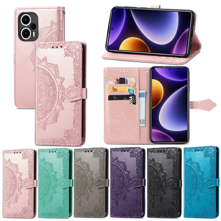 For Xiaomi Poco F5 Mandala Flower Embossed Leather Phone Case(Purple) - Xiaomi Cases by buy2fix | Online Shopping UK | buy2fix