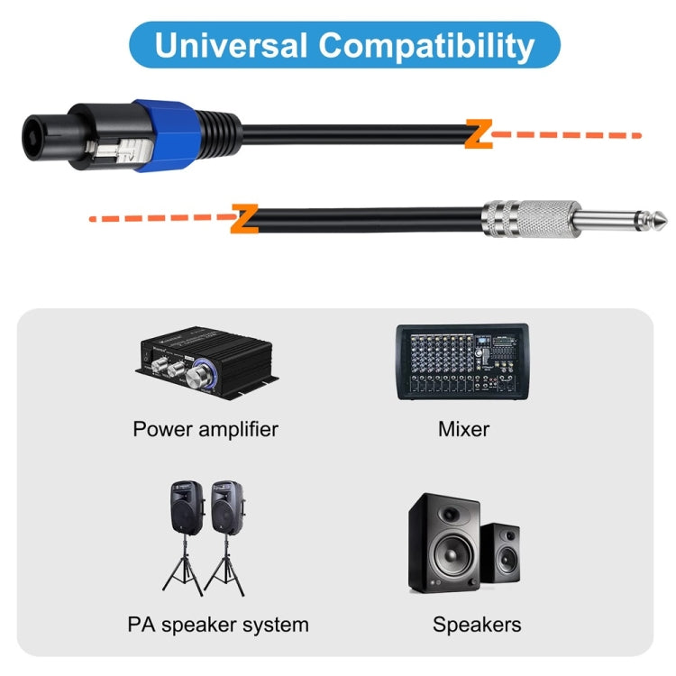 JUNSUNMAY Speakon Male to 6.35mm Male Audio Speaker Adapter Cable with Snap Lock, Length:25FT - Microphone Audio Cable & Connector by JUNSUNMAY | Online Shopping UK | buy2fix