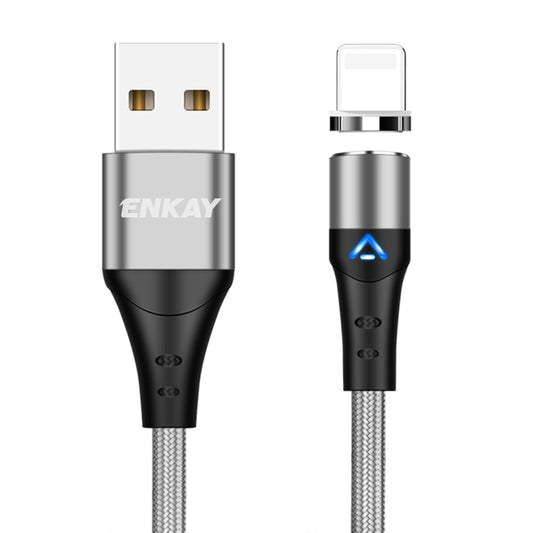 ENKAY 3A USB to 8 Pin Magnetic Fast Charging Data Cable with LED Light, Length:1m(Silver) - Charging Cable & Head by ENKAY | Online Shopping UK | buy2fix