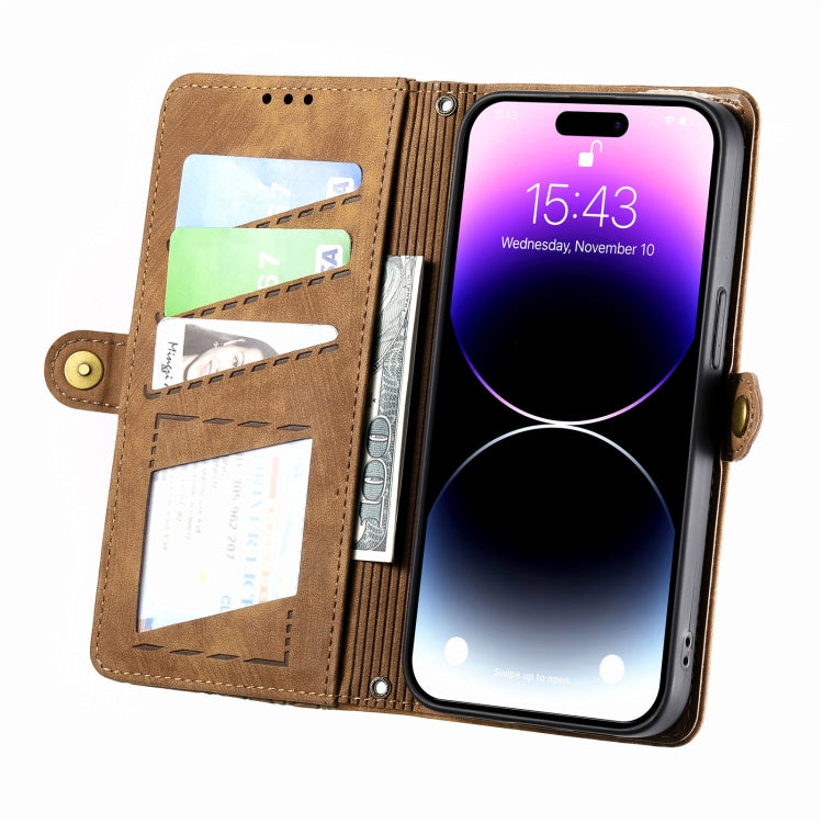 For iPhone XS Max Geometric Zipper Wallet Side Buckle Leather Phone Case(Brown) - More iPhone Cases by buy2fix | Online Shopping UK | buy2fix