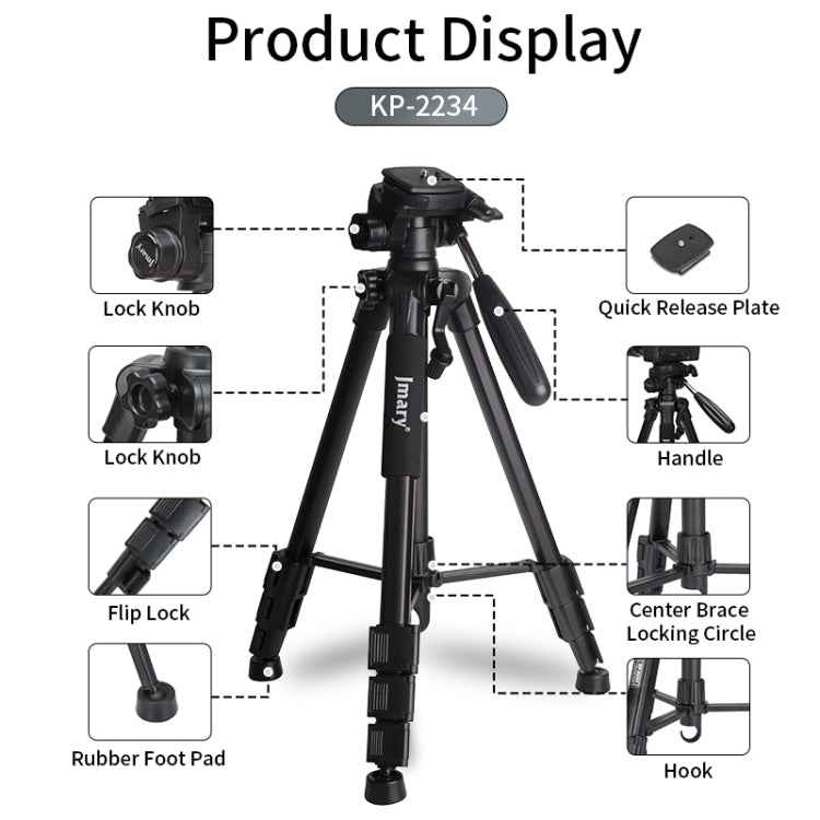 JMARY KP2234 Telescopic Aluminum Alloy SLR Camera Phone Live Streaming  Photography Tripod(Red) - Tripods by Jmary | Online Shopping UK | buy2fix