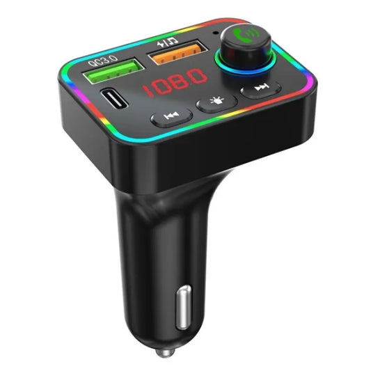 PDF4 PD 25W Fast Car Charger with Hands-Free Calls FM Transmitter 7-Color Led Lights MP3 Player - Car Charger by buy2fix | Online Shopping UK | buy2fix