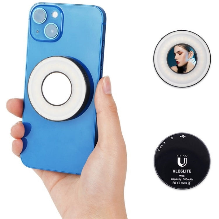VLOGLITE W36 Mini LED Cell Phone Fill Light With Makeup Mirror Magnetic Selfie Ring Light -  by buy2fix | Online Shopping UK | buy2fix