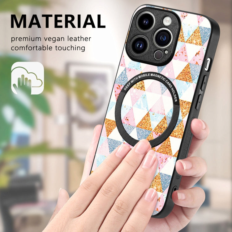 For iPhone 15 Pro Max Colored Drawing Leather Back Phone Case(Rhombus) - iPhone 15 Pro Max Cases by buy2fix | Online Shopping UK | buy2fix