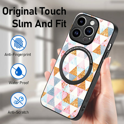 For iPhone 15 Pro Max Colored Drawing Leather Back Phone Case(Rhombus) - iPhone 15 Pro Max Cases by buy2fix | Online Shopping UK | buy2fix