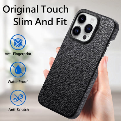 For iPhone 15 Pro Max Litchi Oil Edge Leather Back Phone Case(Black) - iPhone 15 Pro Max Cases by buy2fix | Online Shopping UK | buy2fix