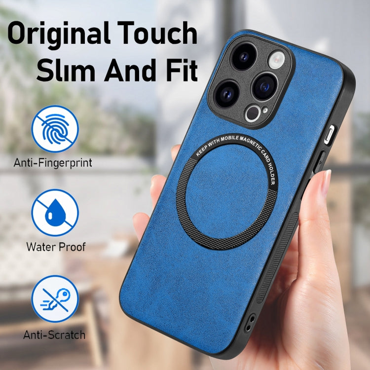 For iPhone 15 Pro Max Solid Color Leather Skin Back Phone Case(Blue) - iPhone 15 Pro Max Cases by buy2fix | Online Shopping UK | buy2fix