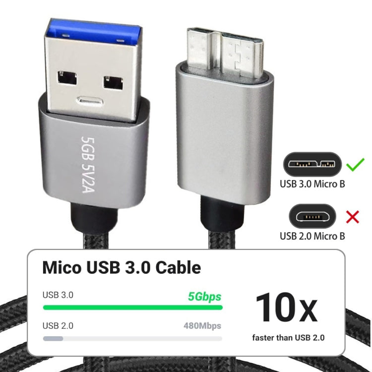 JUNSUNMAY USB 3.0 Male to Micro-B Cord Cable Compatible with Samsung Camera Hard Drive, Length:1m - USB Cable by JUNSUNMAY | Online Shopping UK | buy2fix