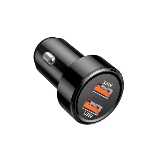 51W Dual Port QC3.0 USB 33W + 18W Fully Compatible Car Charger(Black) - Car Charger by buy2fix | Online Shopping UK | buy2fix