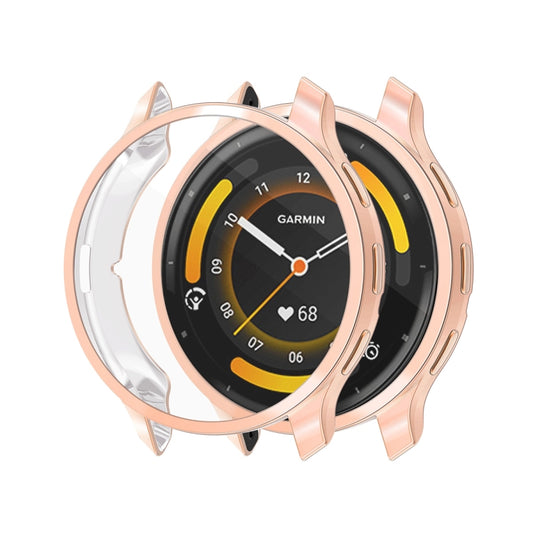 For Garmin Venu 3S ENKAY Hat-Prince Full Coverage Electroplated TPU Watch Case with Screen Protection(Rose Gold) - Watch Cases by ENKAY | Online Shopping UK | buy2fix