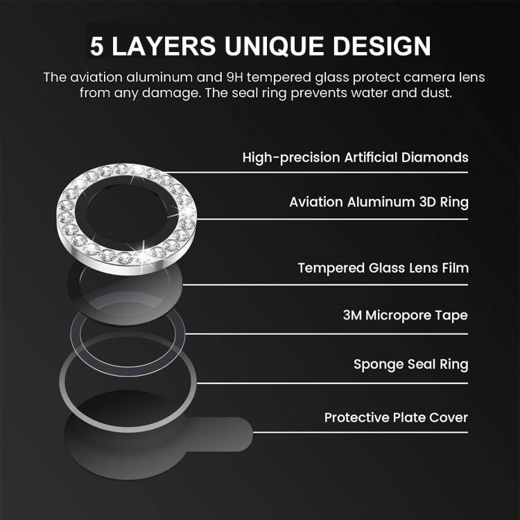 For iPhone 15 / 15 Plus ENKAY AR Anti-reflection Individual Diamond Ring Camera Lens Glass Full Film(Silver) - iPhone 15 Tempered Glass by ENKAY | Online Shopping UK | buy2fix