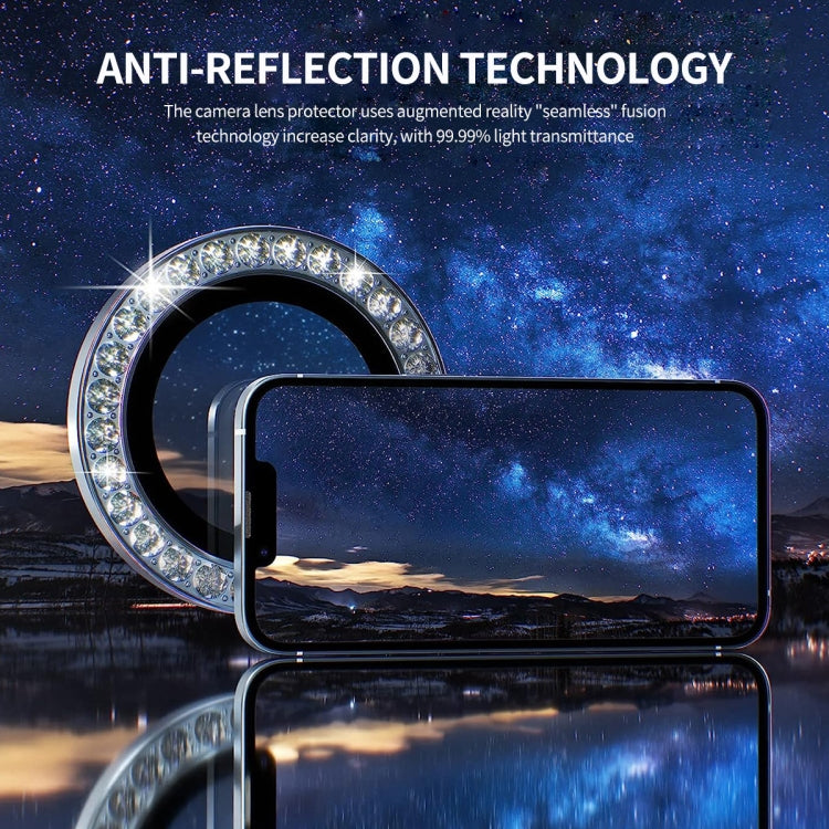 For iPhone 14 / 14 Plus ENKAY AR Anti-reflection Individual Diamond Ring Camera Lens Glass Full Film(Black) - iPhone 14 Tempered Glass by ENKAY | Online Shopping UK | buy2fix