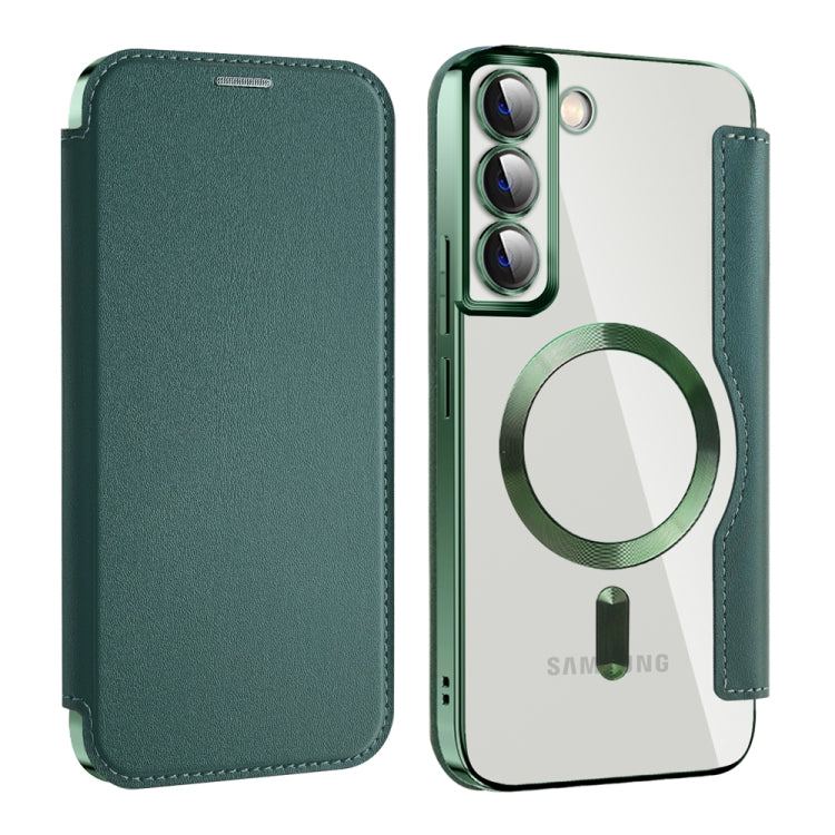 For Samsung Galaxy S22 5G MagSafe Magnetic RFID Anti-theft Leather Phone Case(Green) - Galaxy S22+ 5G Cases by buy2fix | Online Shopping UK | buy2fix