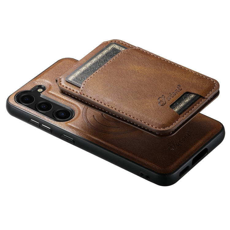 For Samsung Galaxy S23 5G Suteni H15 MagSafe Oil Eax Leather Detachable Wallet Back Phone Case(Khaki) - Galaxy S23 5G Cases by Suteni | Online Shopping UK | buy2fix