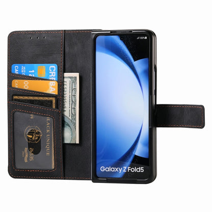 For Samsung Galaxy Z Fold5 5G Retro MagSafe Magnetic Zipper Wallet Leather Phone Case(Black) - Galaxy Z Fold5 Cases by buy2fix | Online Shopping UK | buy2fix