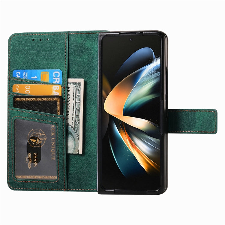 For Samsung Galaxy Z Fold4 Retro MagSafe Magnetic Zipper Wallet Leather Phone Case(Green) - Galaxy Z Fold4 5G Cases by buy2fix | Online Shopping UK | buy2fix