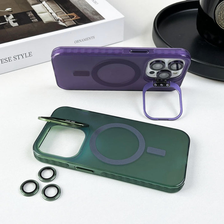 For iPhone 15 Plus MagSafe Lens Holder PC Hybrid TPU Phone Case(Green) - iPhone 15 Plus Cases by buy2fix | Online Shopping UK | buy2fix