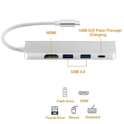 4 in 1 Type C Hub with HDMI  USB 3.0 Adapter for MacBook Hub USB Computer Peripherals USB Type C HDMI for MacBook Pro Air - Computer & Networking by buy2fix | Online Shopping UK | buy2fix