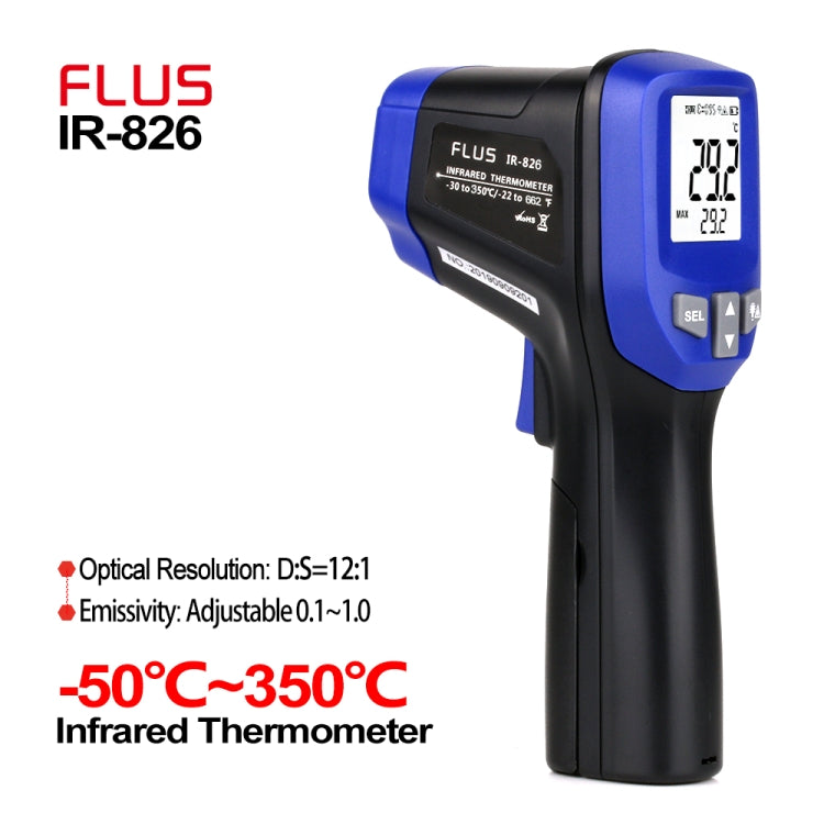 FLUS IR-826 -30℃～350℃ Laser Infrared Thermometers Circle Laser Infrared Handheld Digital Electronic Outdoor Hygrometer Thermometer - Consumer Electronics by FLUS | Online Shopping UK | buy2fix