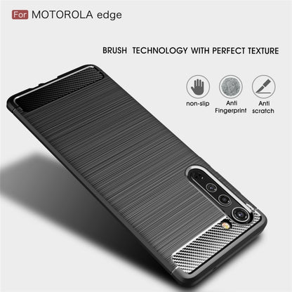 For Motorola Moto Edge Brushed Texture Carbon Fiber TPU Case(Black) - Motorola Cases by buy2fix | Online Shopping UK | buy2fix