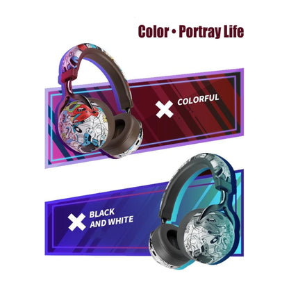 VJ086 Graffiti Headset Wireless Sports Bluetooth Headset Water Transfer Color Print Headset, Support TF, FM(Dazzle Colour) - Headset & Headphone by buy2fix | Online Shopping UK | buy2fix