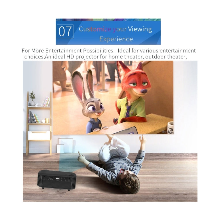 A2000 Portable Projector 800 Lumen LCD Home Theater Video Projector, Support 1080P, US Plug (Black) - Consumer Electronics by buy2fix | Online Shopping UK | buy2fix