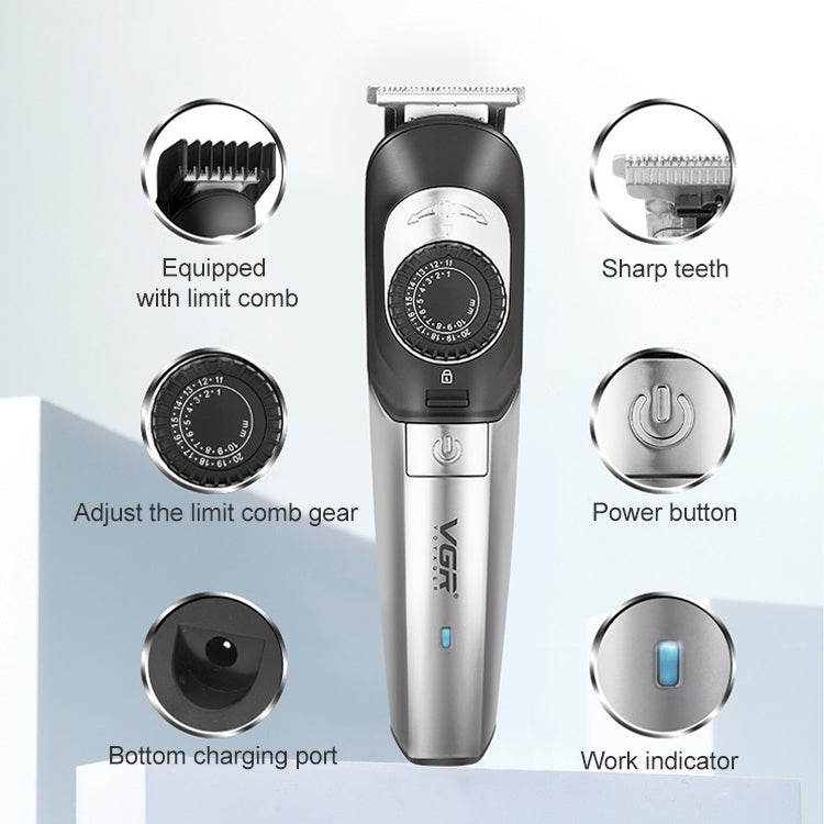 VGR V-088 5W USB Stylish Man Stylish Sharp Tool Hair Clipper with Multi-size Fine Adjustment - Hair Trimmer by VGR | Online Shopping UK | buy2fix