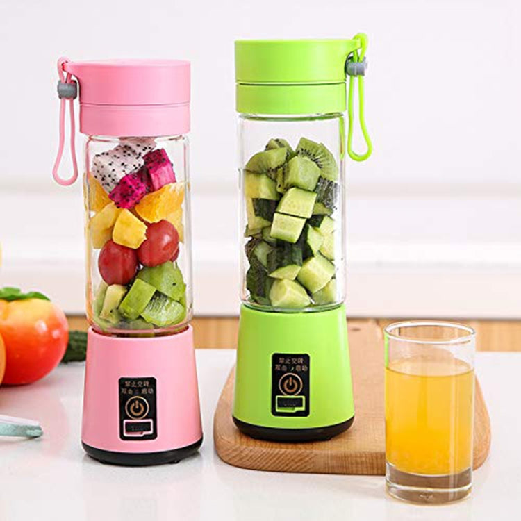 USB Rechargeable Electric Automatic Vegetable Fruit Citrus Orange Juice Maker Cup Mixer Bottle (380ML)(4 Blades Green) - Home & Garden by buy2fix | Online Shopping UK | buy2fix