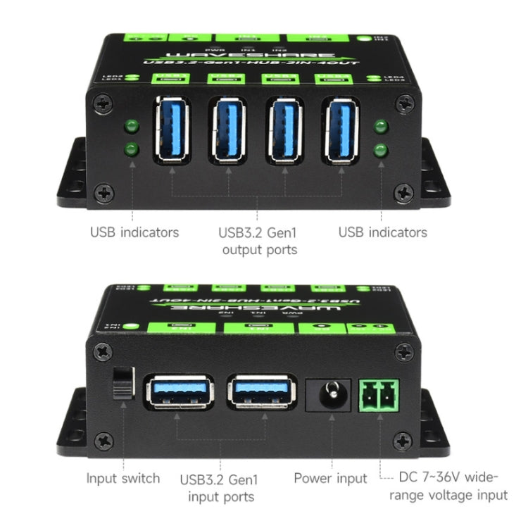 Waveshare 23929 USB HUB, Extending 4 X USB 3.2 Ports, Switchable Dual Hosts, Multi Protections -  by Waveshare | Online Shopping UK | buy2fix