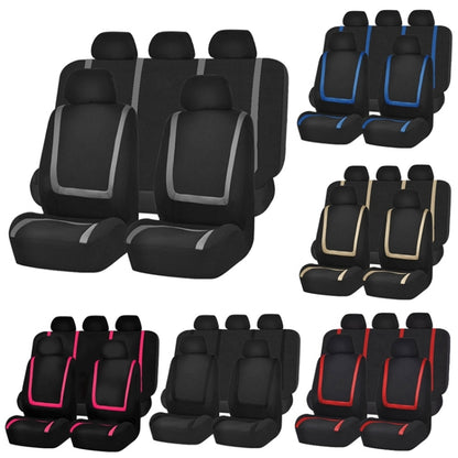 Universal Car Seat Cover Polyester Fabric Automobile Seat Covers Car Seat Cover Vehicle Seat Protector Interior Accessories 9pcs Set Gray - Seat Accessories by buy2fix | Online Shopping UK | buy2fix