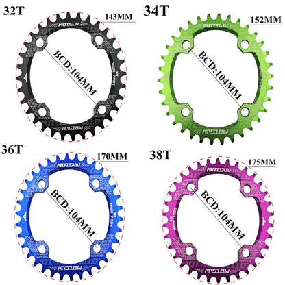 MOTSUV Narrow Wide Chainring MTB  Bicycle 104BCD Tooth Plate Parts(Yellow) - Outdoor & Sports by MOTSUV | Online Shopping UK | buy2fix