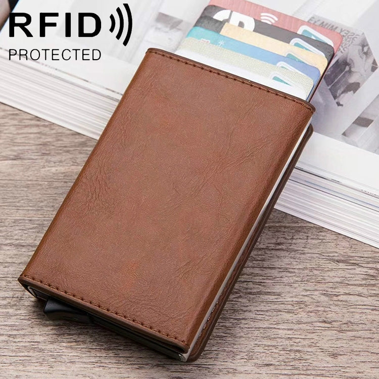 Magnetic RFID Bag Multifunctional Aluminum Automatic Pop-up Credit Card Package(Brown) - Antimagnetic RFID Package by buy2fix | Online Shopping UK | buy2fix