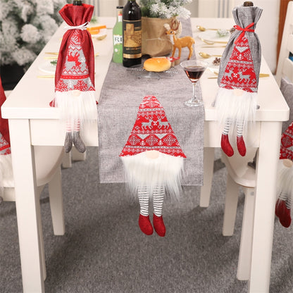 Christmas Tablecloth Santa Claus Table Runner Hotel Banquet Table Flag for Festival Decoration(Gray) - Home & Garden by buy2fix | Online Shopping UK | buy2fix