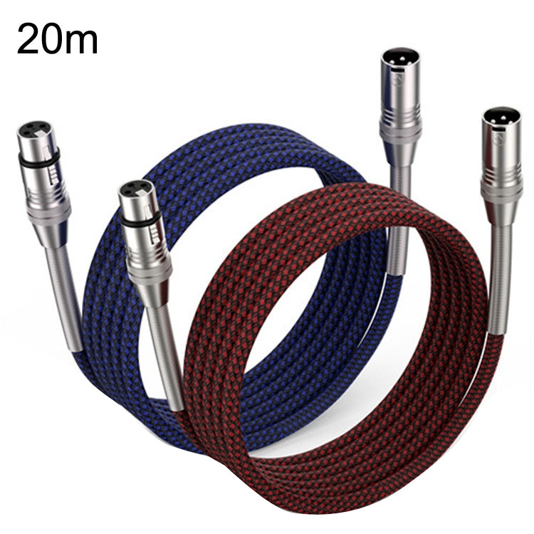 2pcs LHD010 Caron Male To Female XLR Dual Card Microphone Cable Audio Cable 20m(Red + Blue) - Consumer Electronics by buy2fix | Online Shopping UK | buy2fix