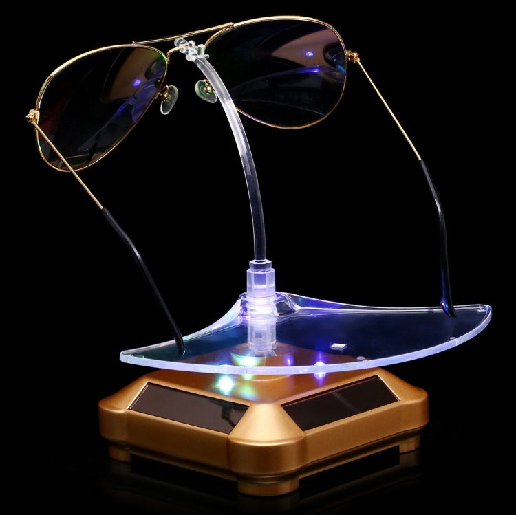 Solar 360 Degree Rotating Turntable Colorful Lights Glasses Display Stand(Gold) - Camera Accessories by buy2fix | Online Shopping UK | buy2fix