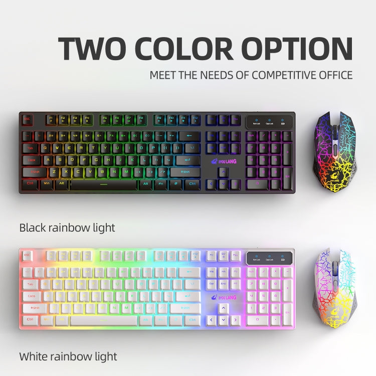 ZIYOULANG T3 Wireless Charging Gaming Lighted Keyboard and Mouse Set(Black Rainbow Light) - Wireless Keyboard by ZIYOULANG | Online Shopping UK | buy2fix