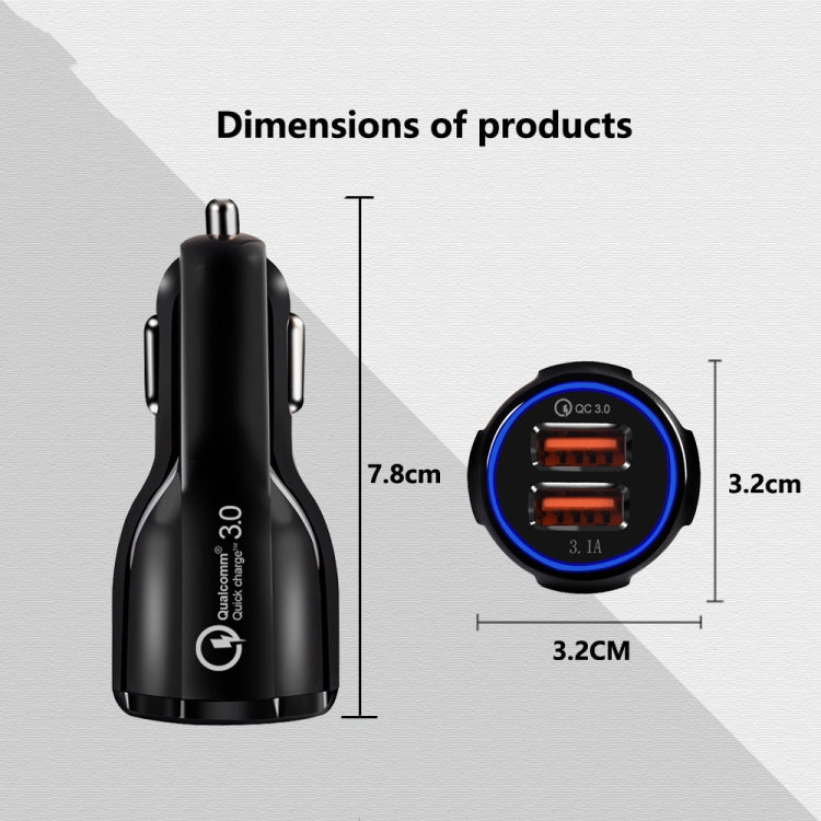 2 PCS QC3.0+3.1A Car Charger Dual USB 6A Halo Wine Bottle Fast Charge Car Charger(Elegant Black) - In Car by buy2fix | Online Shopping UK | buy2fix