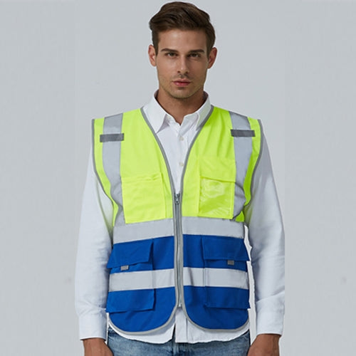 Multi-pockets Safety Vest Reflective Workwear Clothing, Size:XXL-Chest 130cm(Yellow Blue) - Reflective Safety Clothing by buy2fix | Online Shopping UK | buy2fix