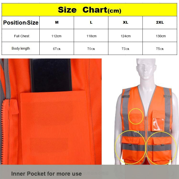 Multi-pockets Safety Vest Reflective Workwear Clothing, Size:XL-Chest 124cm(Green) - Reflective Safety Clothing by buy2fix | Online Shopping UK | buy2fix