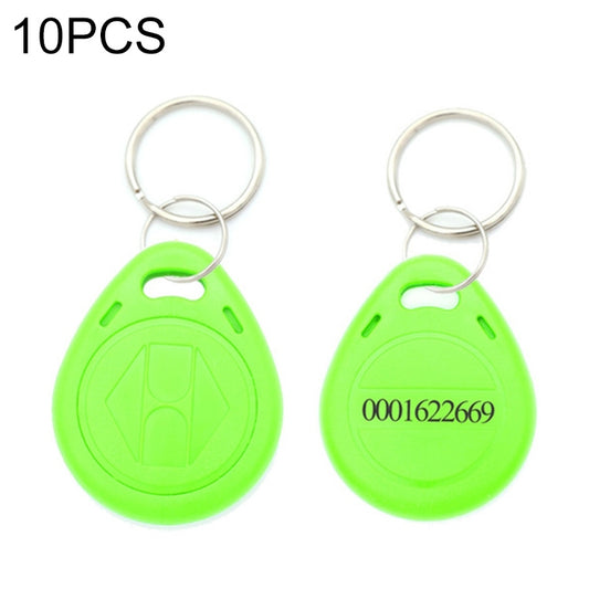 10 PCS 125KHz TK/EM4100 Proximity ID Card Chip Keychain Key Ring(Green) - Security by buy2fix | Online Shopping UK | buy2fix