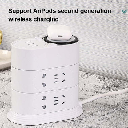 Mobile Phone Wireless Charging Socket Creative Smart USB Power Strip Multi-Function Desktop Vertical Power Strip, CN Plug, Specification: 1.8 Meters, Style:3 Layer(Black) - Consumer Electronics by buy2fix | Online Shopping UK | buy2fix