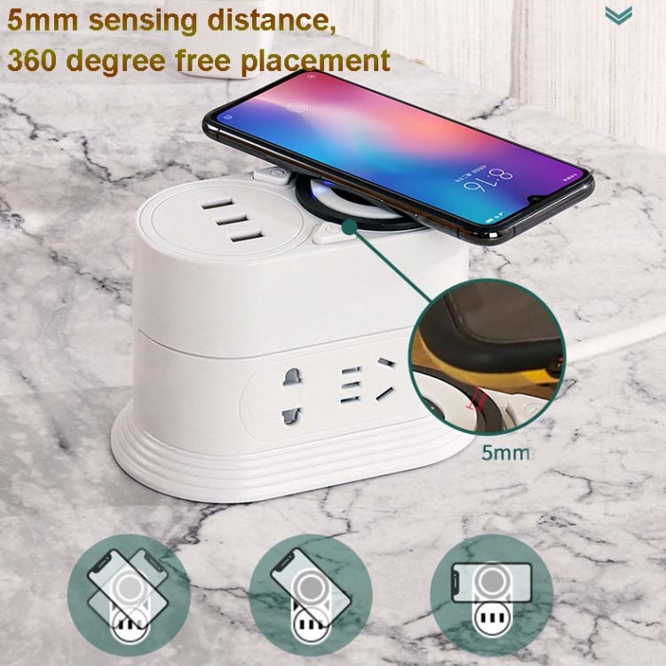 Mobile Phone Wireless Charging Socket Creative Smart USB Power Strip Multi-Function Desktop Vertical Power Strip, CN Plug, Specification: 3 Meters, Style:3 Layer(Black) - Consumer Electronics by buy2fix | Online Shopping UK | buy2fix