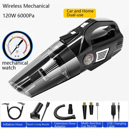 Car Vacuum Cleaner Air Pump Four-In-One Car Air Pump Digital Display 120W, Specification:Wireless, Style:Mechanical Watch - Vacuum Cleaner by buy2fix | Online Shopping UK | buy2fix