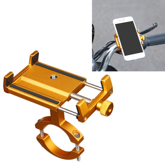 2 PCS Aluminum Alloy Bicycle Mobile Phone Holder Motorcycle Mobile Phone Navigation Bracket Electric Motorcycle Hand Rack(Gold (Handlebar Style)) - Holders by buy2fix | Online Shopping UK | buy2fix