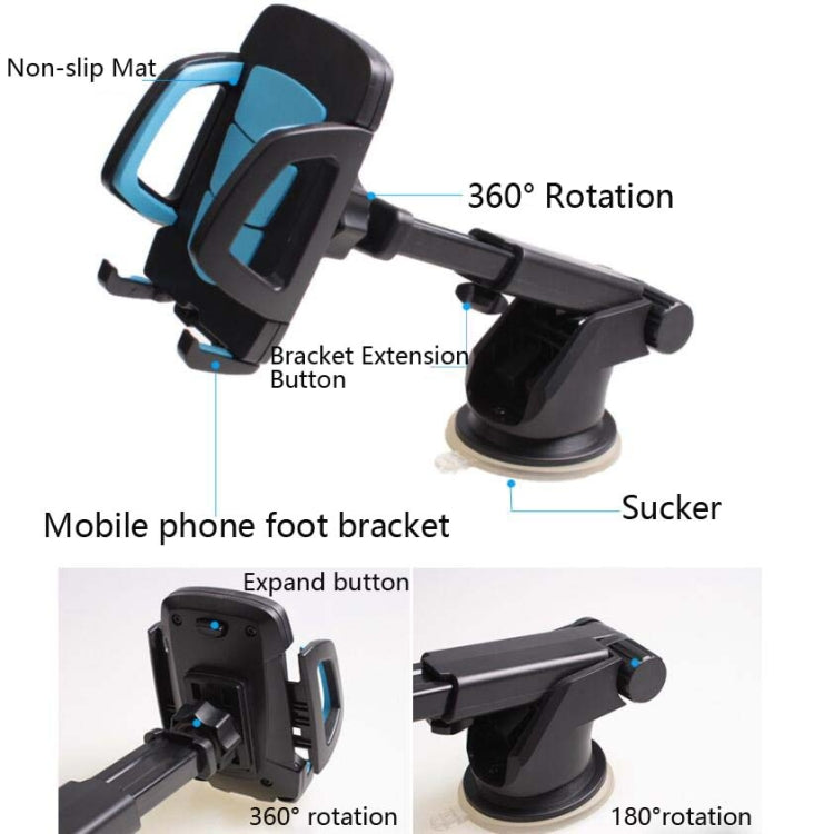 Car Phone Holder Car Air Outlet Mobile Phone Holder Suction Cup Navigation Instrument Panel General, Style:3 in 1(Blue) - Car Holders by buy2fix | Online Shopping UK | buy2fix