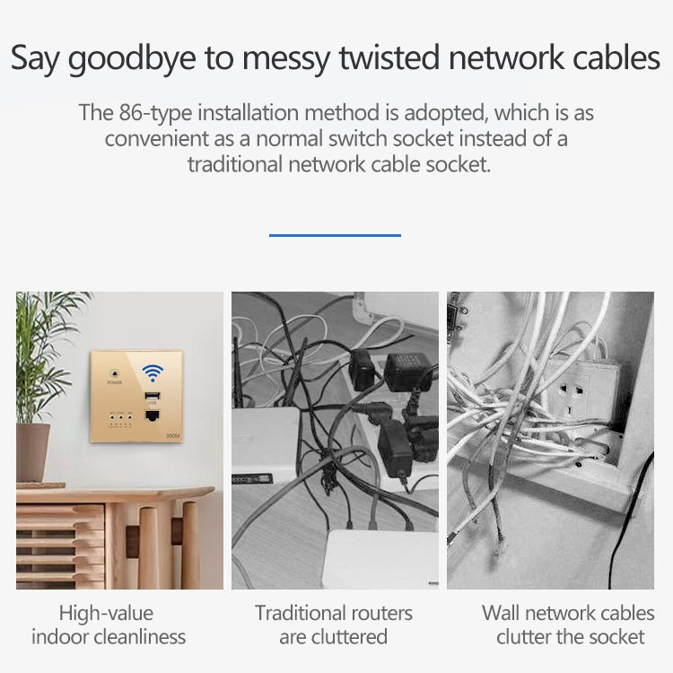 86 Type Through Wall AP Panel 300M Hotel Wall Relay Intelligent Wireless Socket Router With USB(Silver) - Wireless Routers by buy2fix | Online Shopping UK | buy2fix