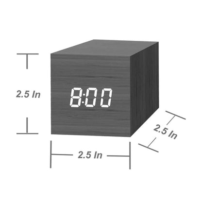 Multicolor Sounds Control Wooden Clock Modern Digital LED Desk Alarm Clock Thermometer Timer Black White - Home & Garden by buy2fix | Online Shopping UK | buy2fix