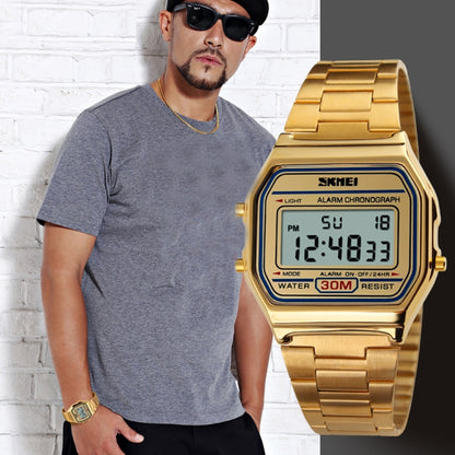 SKMEI 1123 Men Business Lightweight Watch Waterproof Steel Band Electronic Watch (Coffee Gold) - Metal Strap Watches by SKMEI | Online Shopping UK | buy2fix
